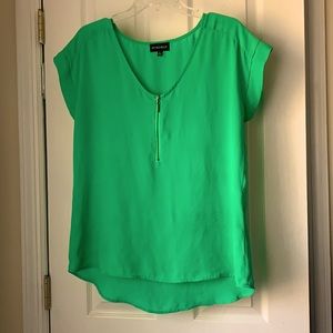 Bright green capped sleeve blouse